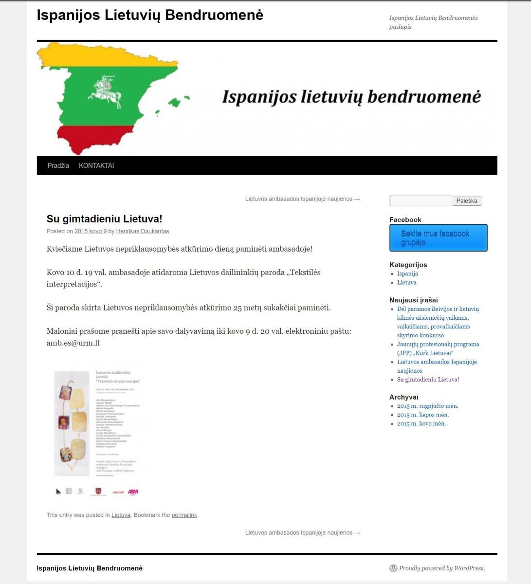 The website ispanijos.lietuviai.com created and managed by Henrikas Daukantas<br />
Internet Newspaper for Youth "Times for Children"<br />
