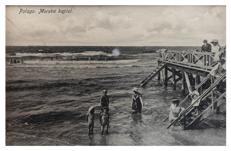 Bathing in the sea (a cold bath bridge), c. 1912
