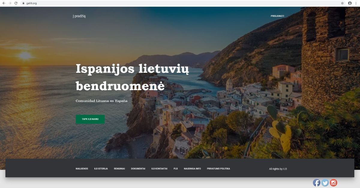 <br />
Home page of the newest website of the Spanish Lithuanian Community, 2020 <br />
