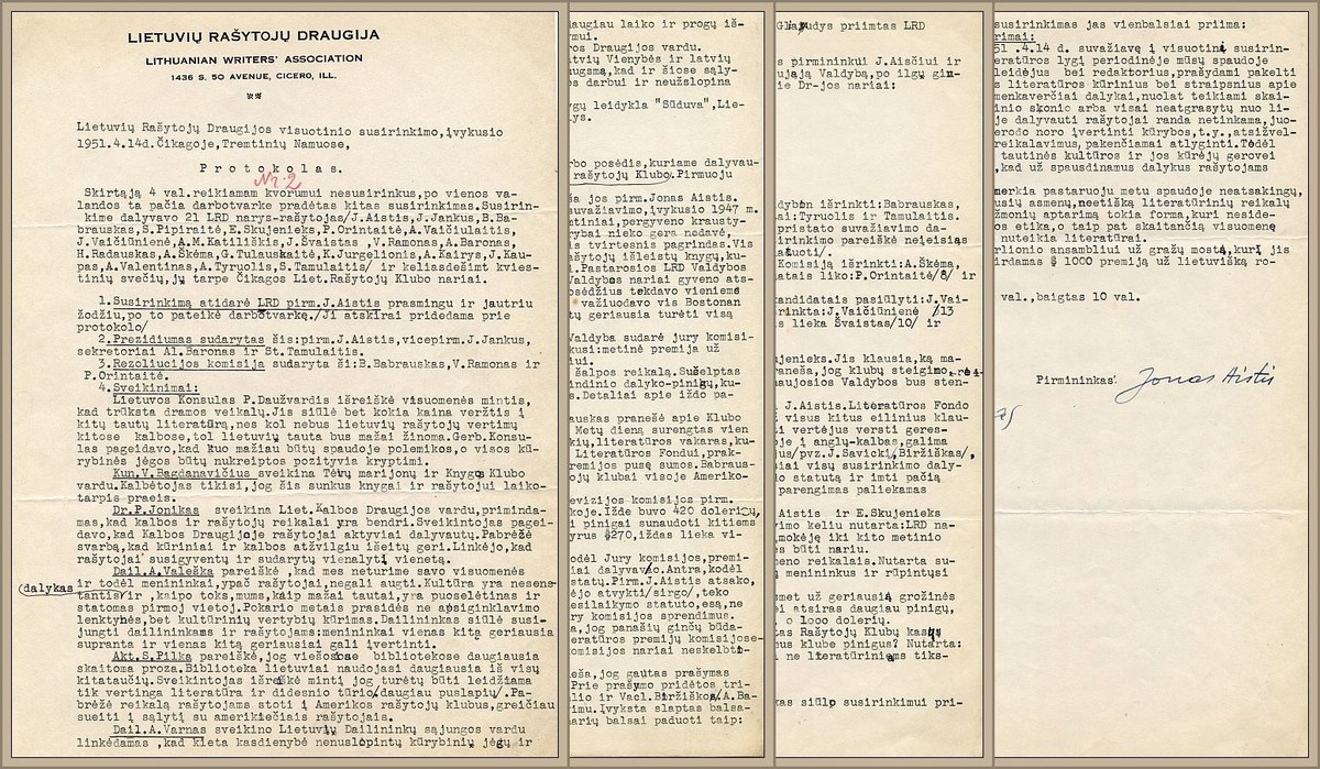 Minutes of the Writers’ congress, held in Chicago in 1951. 