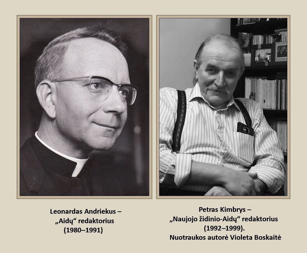 <p>Editors Leonardas Andriekus and Petras Kimbrys:  <em>Echoes</em> editor Leonardas Andriekus (1980-1991)</p>
<p>Petras Kimbrys, editor of <em>New Hearth-Echoes</em> (1992-1999)</p>
