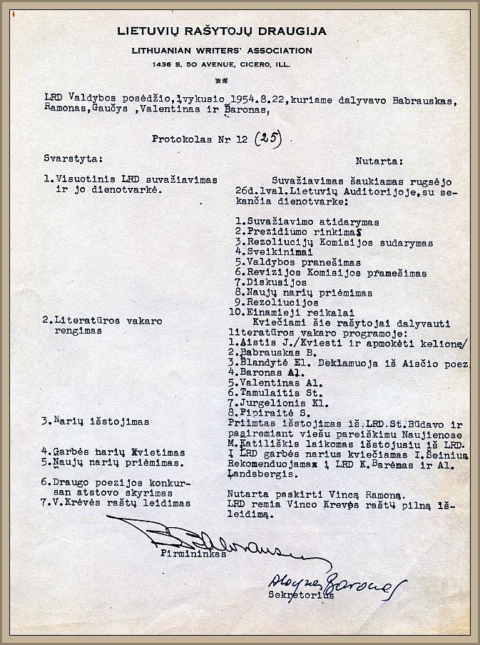 The minutes of the 1954 meeting of the Board of Directors.