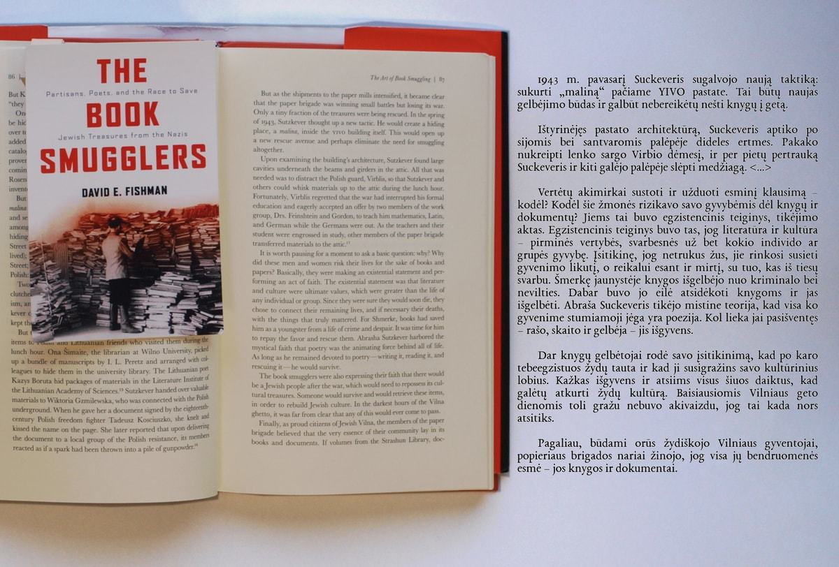 The monograph of David E. Fishman "The Book Smugglers" is dedicated to the efforts of Sutzkever and other members of the “paper brigade” to save treasures of Jewish culture from the Nazis in the Vilna ghetto and from the soviet regime of the post-war Lithuania. 