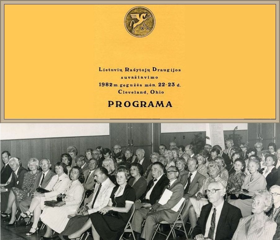 The program cover of the 1982 General Membership Meeting of the LWA. <br />
The participants of the LWA literary evening during the General Membership Meeting. Photo by Vladas Bacevičius <br />

