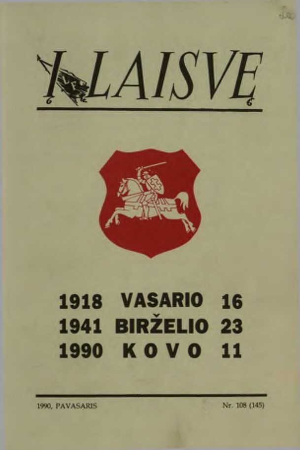<p><em>Toward Freedom</em> No. 108 (145), 1990, published after the Restoration of Lithuanian Independence</p>