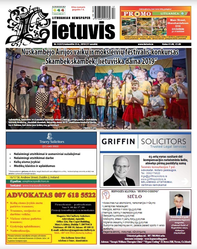 Front page of <em>The Lithuanian</em>, No. 8, April 23, 2019